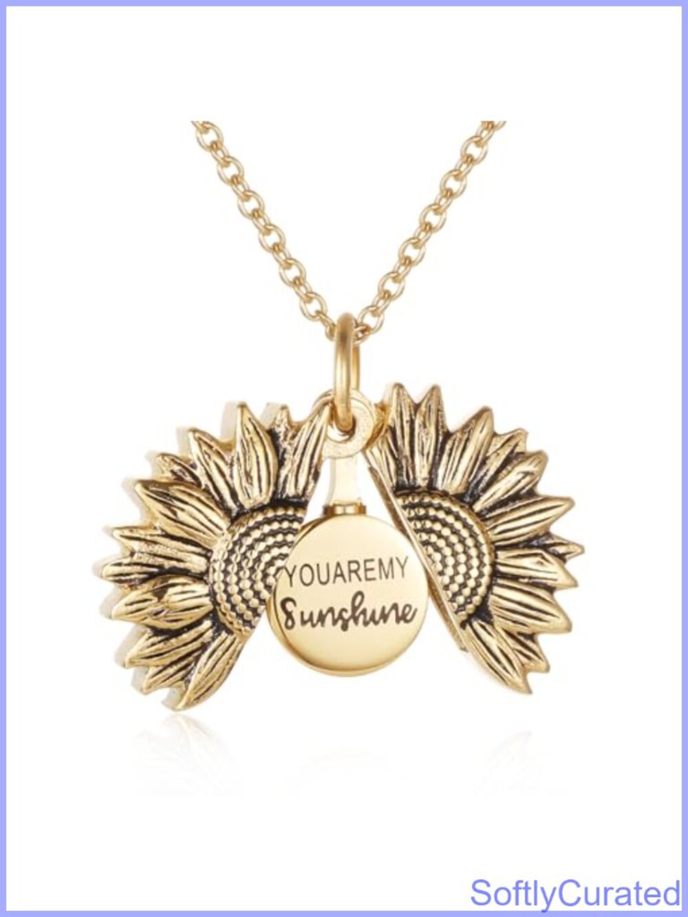 STEFWD Sunflower Cremation Urn Necklace Stainless Steel Pendant for Ashes